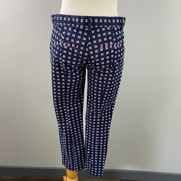 GAP Slim Cropped Blue‎ & Red Patterned Pants - Picture 5 of 11